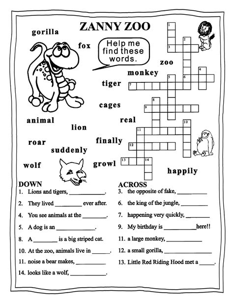 Worksheet English Puzzle Printable Crossword Puzzles
