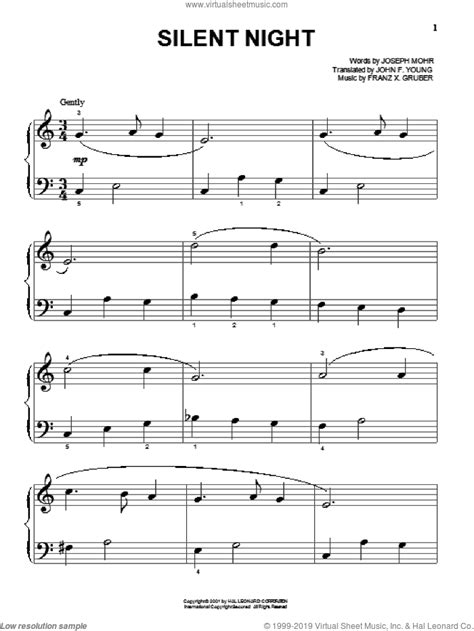 Silent Night Sheet Music For Piano Solo Big Note Book Pdf