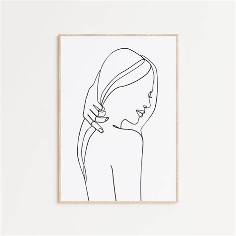Female Figure Drawing Scandi Art Printable Line Art Woman Line Drawing