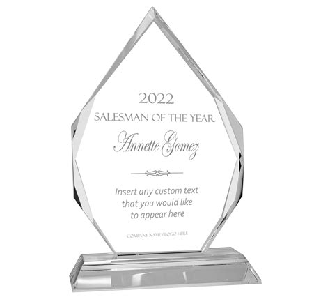 Buy Ravanox Personalized 7 Diamond Crystal Plaque On Clear Pedestal Base Award With Text