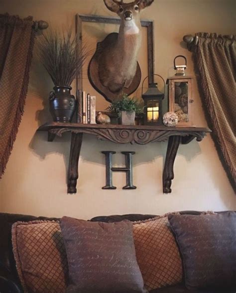 Rustic Elegance Lodge ~decorating Shelf And Large Wall With Deer Mount