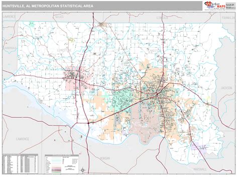 Huntsville Al Metro Area Wall Map Premium Style By Marketmaps