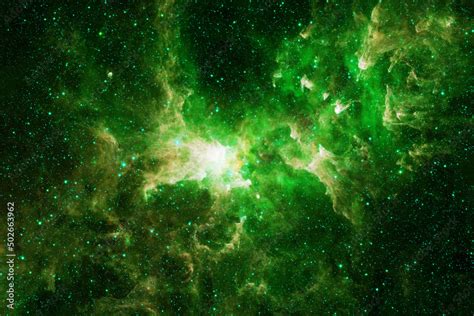 Bright Green Nebula Elements Of This Image Furnished By Nasa Stock