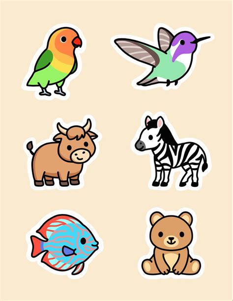 Cute Animal Sticker Pack 13 Sticker By Littlemandyart Cute Cartoon