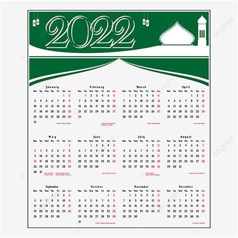 Gambar Kalender 2022 Dengan Tanggal Islam Indonesia Png Dan Vektor