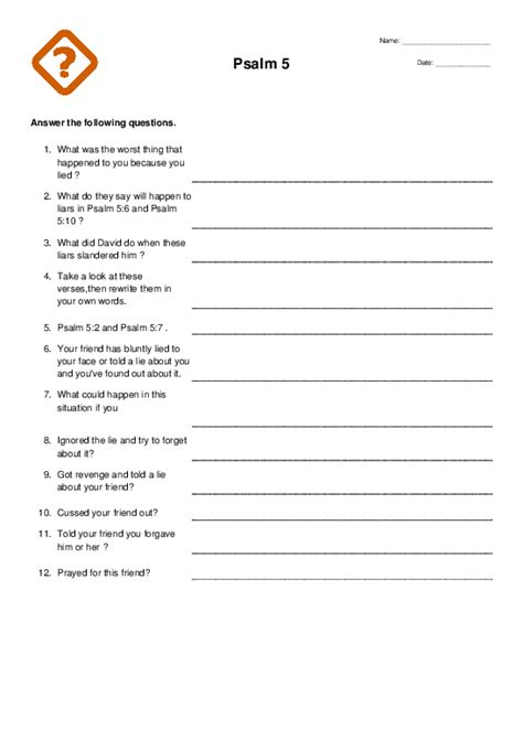 Sunday School Worksheets