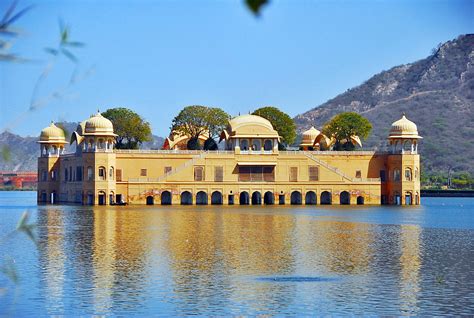 Jaipur India Man Sagar Lakes Floating Jal Mahal Palace Nomadic