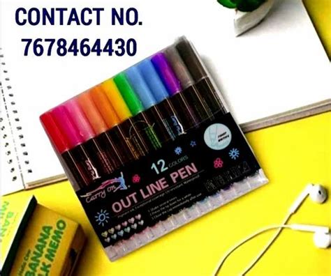 Double Line Outline Pens 12 Colors Self Outline Metallic Markers