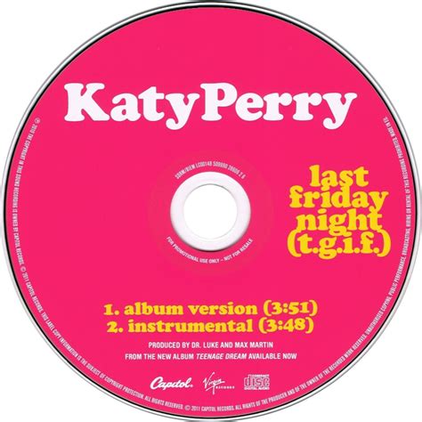 Last Friday Night Single Katy Perry Bookletlandiait