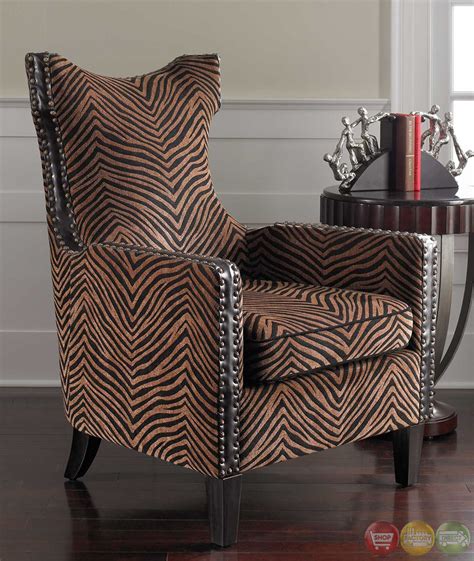 Traditional barrel armchair was designed matches the spotted cow. Kimoni Zebra Animal Print Wing Back Accent Armchair 23003