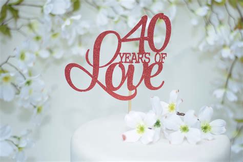 40th Wedding Anniversary Cake Topper Red Cake Topper Ruby Etsy