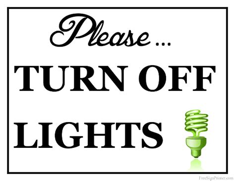 Printable Turn Off Lights Sign