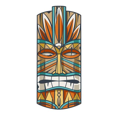 Trendy Hawaii Tiki Mask Or Face Idol Ethnic Totem Stock Vector Illustration Of Tattoo Maori