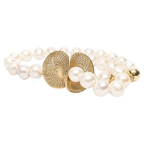 Karat Yellow Gold Freshwater Pearls Beaded Collier For Sale At Stdibs