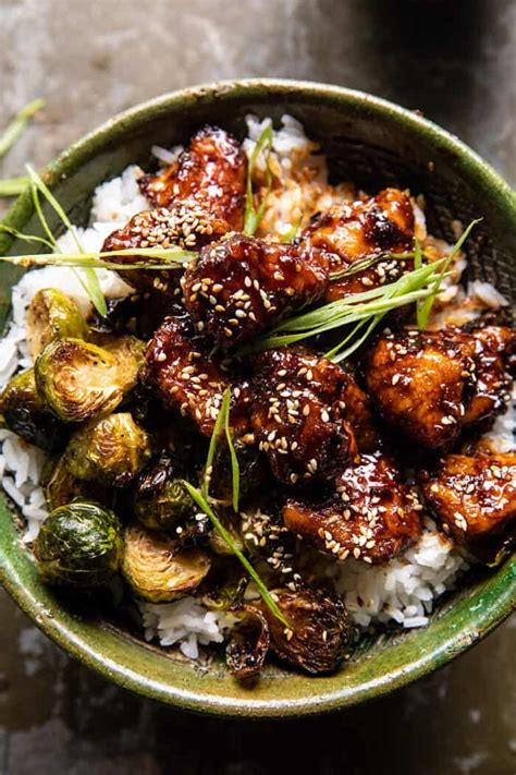 Sheet Pan Sticky Ginger Sesame Chicken And Crispy Brussels Sprouts