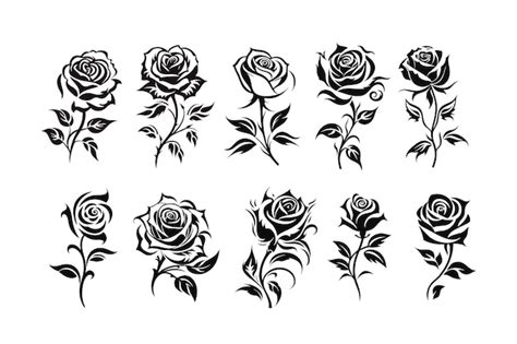 Collection Of Rose Tattoo Designs Premium AI Generated Vector