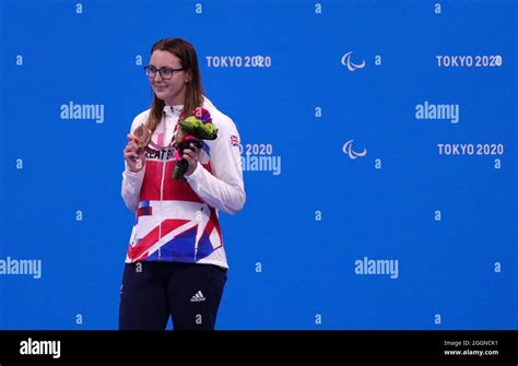 Great Britains Jessica Jane Applegate On The Podium With The Bronze Medal After The Womens