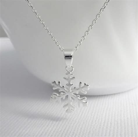 Snowflake Necklace Sterling Silver Snowflake Pendant On Etsy