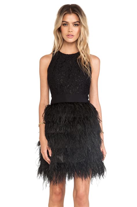 Lyst Milly Blair Feather Dress In Black