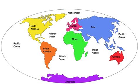 Labeling The Continents And Oceans Worksheet