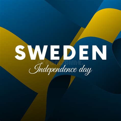 Banner Or Poster Of Sweden Independence Day Celebration Waving Flag