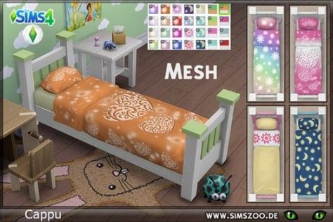 Blackys Sims 4 Zoo Mesh Childrens Bed Colorful By Cappu • Sims 4