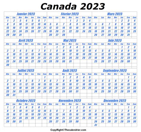 Canada 2023 Calendrier Imprimable The Calendrier