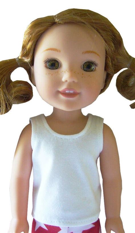 White Tank Top For 14 5 Inch Wellie Wishers Doll Clothes Handmade