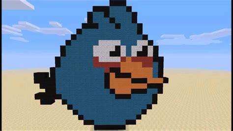 Minecraft Timelapse Angry Birds Blue Bird Pixel Art Hd Youtube