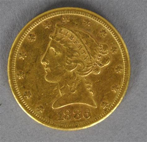 1886 S Us Liberty Half Eagle 5 Dollar Gold Coin Lot 251