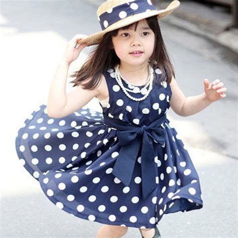 2015 Cute Summer Polka Dot Dress For Baby Girls 2 6y Wave Point Dress