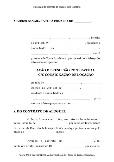 Modelo De Termo De Rescisão De Contrato De Locação Vários Modelos