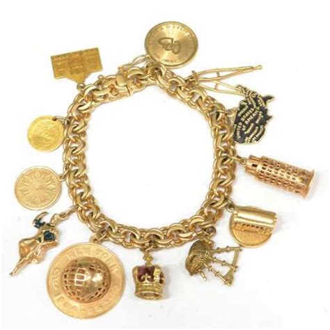 Vintage Estate 14kt Gold Charm Bracelet574 Grams