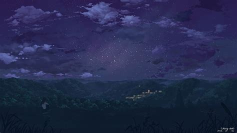 Anime Landscape Night Stars Hd Wallpaper Wallpaperbetter