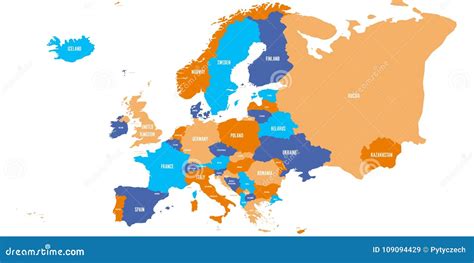 Mapa Pol Tico Del Continente De Europa En Cuatro Colores Con Las