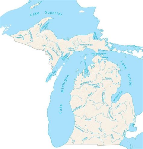 Michigan Lakes And Rivers Map Gis Geography