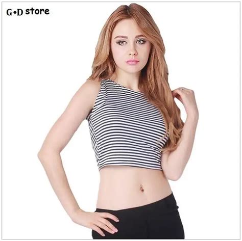 Buy Striped Crop Top American Apparel Cropped Tank Top Sleeveless Sexy Crop