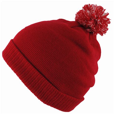 Bnwt Junior Kids Knitted Green Navy Red Winter Wooly Roll Up Beanie
