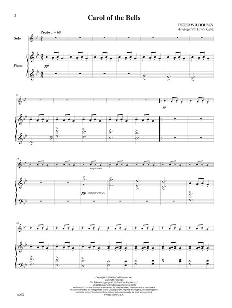 Carol Of The Bells Tenor Sax Solo With Pian Jw Pepper Sheet Music