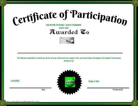 Copy Of Certificate Of Participation Postermywall