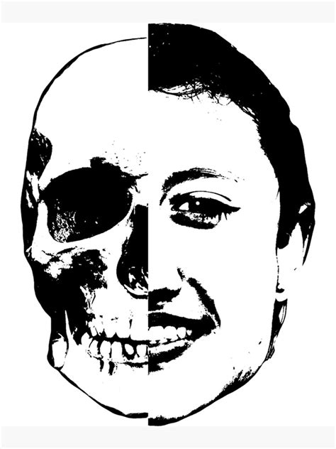 Half Skull Vs Half Face Poster By Emilynaplesart Redbubble