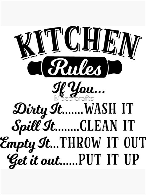 Kitchen Rules Poster For Sale By Mazalcrafts Redbubble