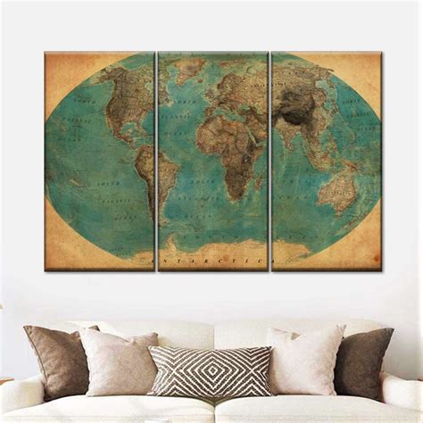 Retro World Map 1930`s Multi Panel Canvas Wall Art Elephantstock