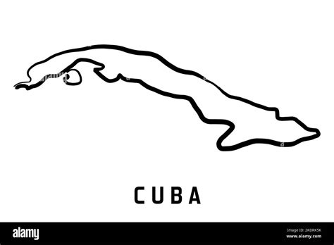 Cuba Island Map Simple Outline Vector Hand Drawn Simplified Style Map