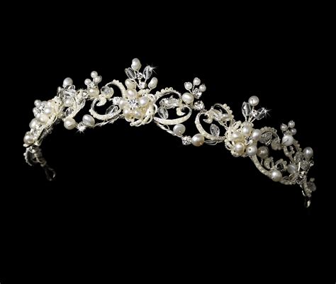 Victorian Pearl And Crystal Wedding Tiara Elegant Bridal Hair Accessories