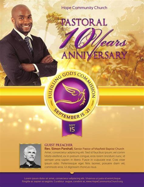Clergy Anniversary Service Program Large Template Pastor Anniversary