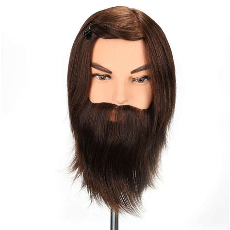 100 Real Natural Human Hair Mannequin Head Male With Beard Hairstyles