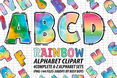 Rainbow Watercolor Alphabet Letters Png Afbeelding Door Craftify