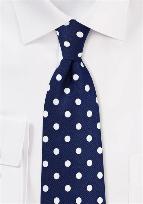 Navy Blue Necktie With White Polka Dots Cheap