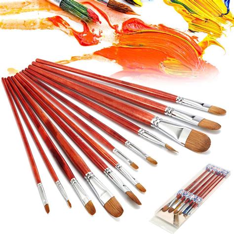 6pcs Artist Painting Brushes Kit Red Sable Hair Watercolor Acrylic Oil